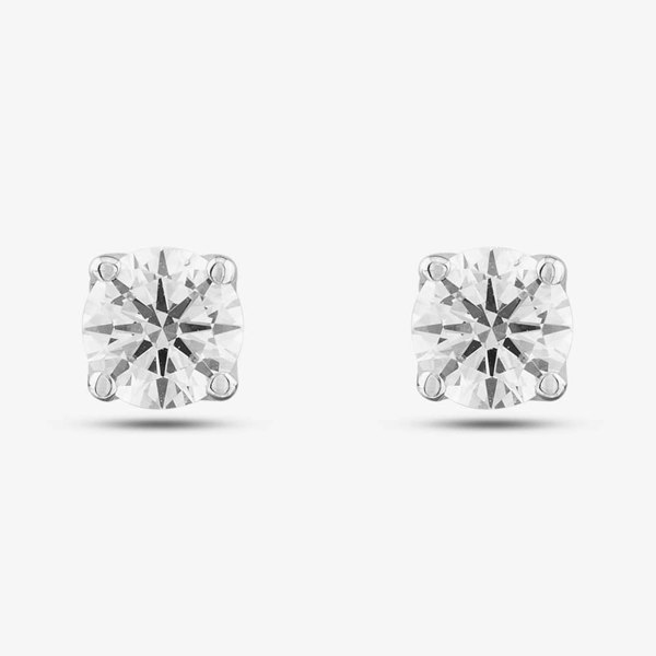 T. H. Baker 9ct White Gold Lab Grown 1.00ct Brilliant Cut Diamond Solitaire Stud Earrings LGE2534-100AN (WG)