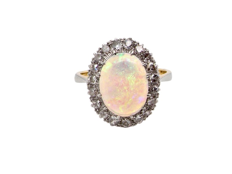 Vintage Tom 18 Carat Gold Opal & Diamond Ring Free resizing - free returns - free gift box and written appraisal