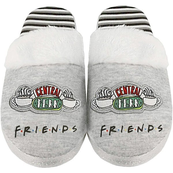 Friends Womens/Ladies Central Perk Slippers - Heather Grey/White/Black