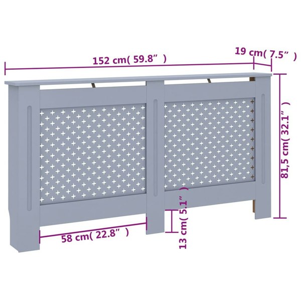 Berkfield Radiator Cover Anthracite 152x19x81 cm MDF