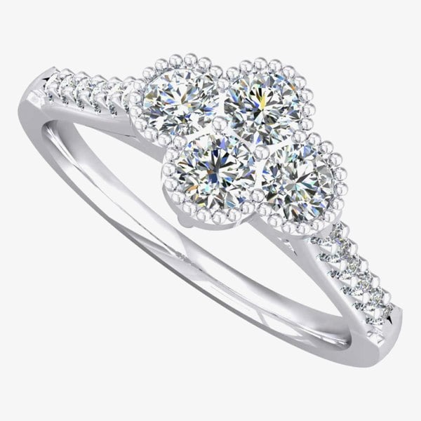 T. H. Baker 18ct White Gold Beaded Diamond Cluster Ring 9715/18W/DQ10