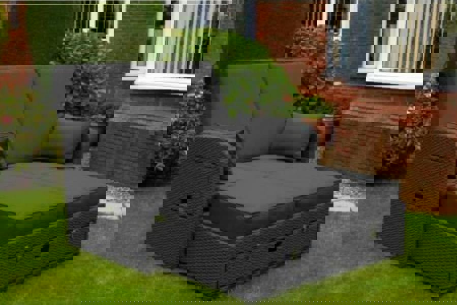 Amiens Rattan Twin Sun Lounger Bed Charcoal The Garden Furniture Shop