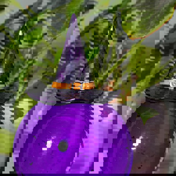 Samuel Alexander 20cm Battery Operated Light up Purple Witch's Hat Water Globe Decoration