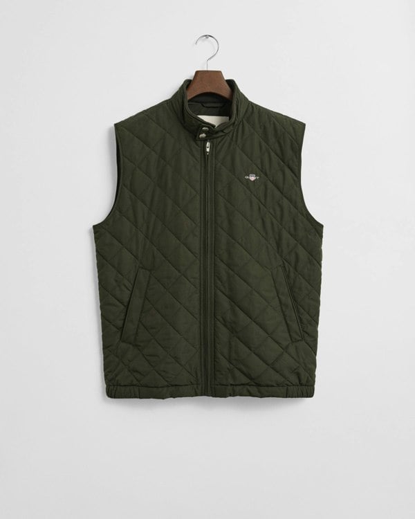 GANT Mens Quilted Windcheater Vest - 368 Dark Moss Green
