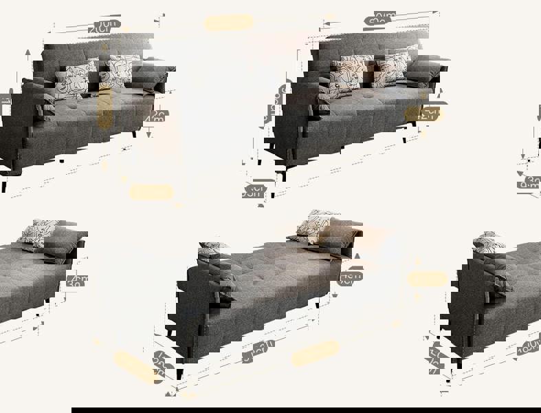 Weilai Concept Kiro Sofa Bed Two Seater Sofa Bed, Linen