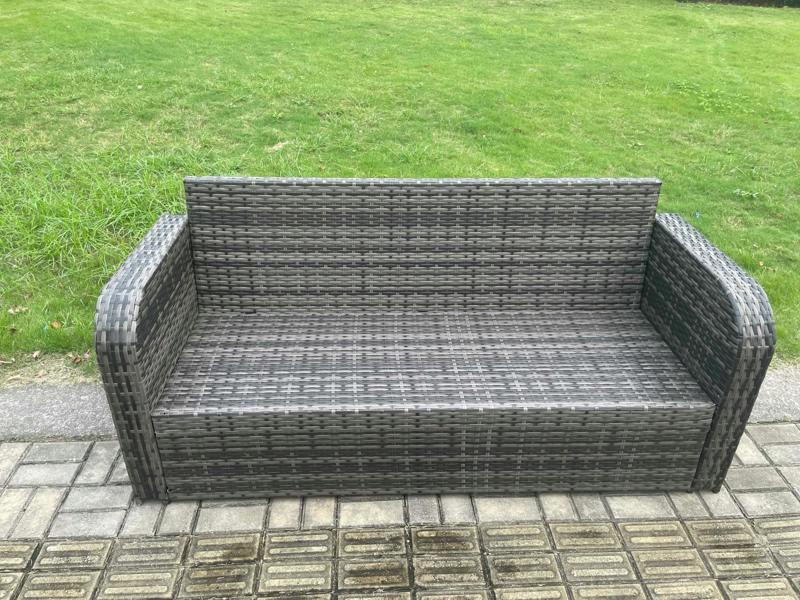 Fimous High Back 3 Seater Rattan Sofa Patio Outdoor Garden Furniture With Cushion