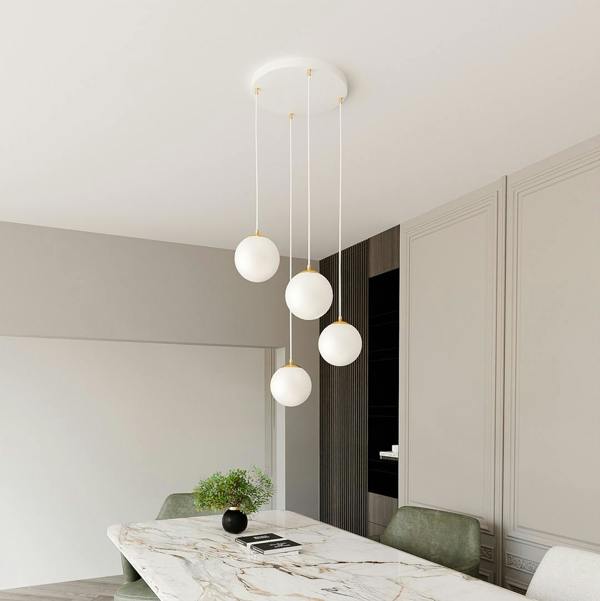 Emibig ROYAL Pendant lamp 4 x E14 White, Gold with White Shade