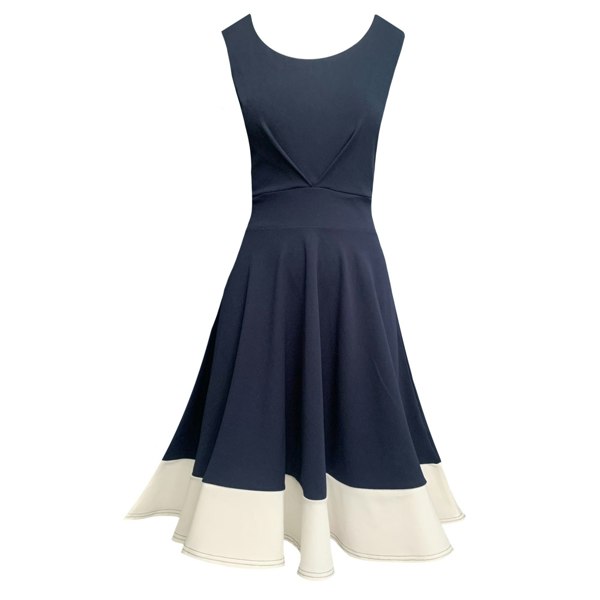 Frock Tales Isabella Dress - Navy And White With Contrast Stitch