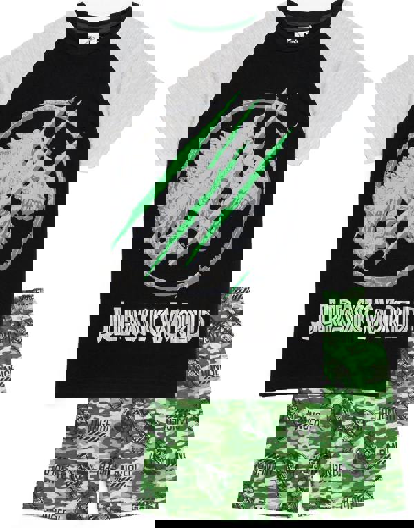 Jurassic World Boys Black Camo Logo Print Short Sleeve Short Leg Pyjama Set