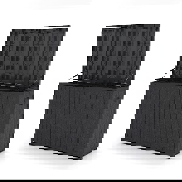 4ft PP Garden Storage Deck Box Large Outdoor Grey/Black Garden Storage Boxes Living and Home
