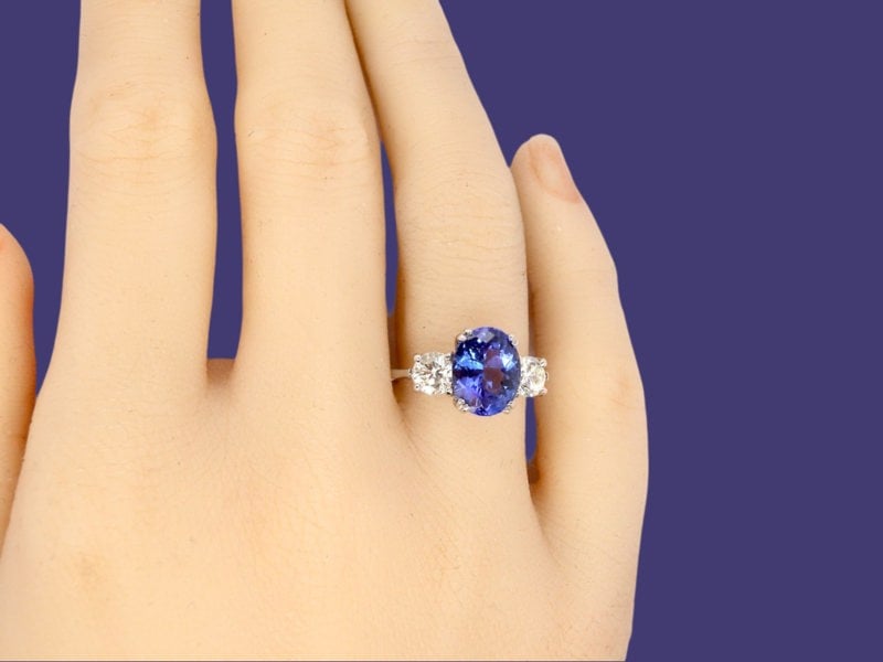 Vintage Tom A fabulous Tanzanite and Diamond platinum ring