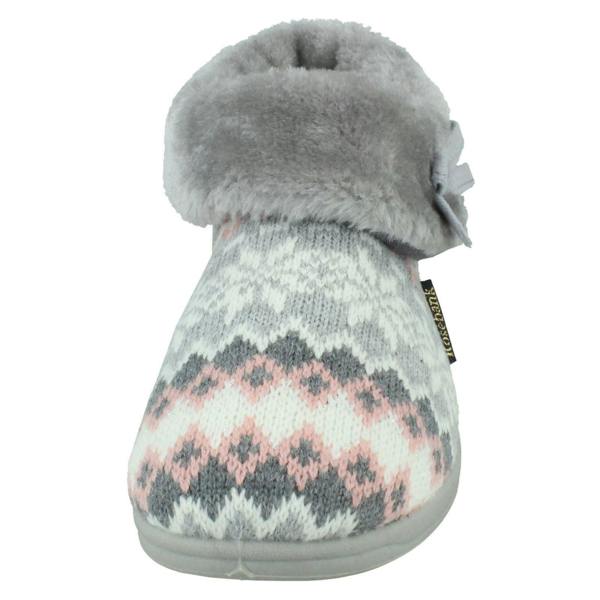 Rosebank Ladies Rosebank Memory Foam Norwegian Print Bootee Slippers Penny