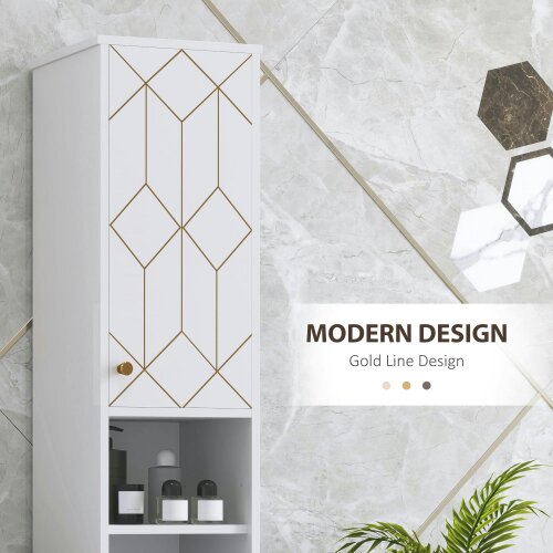 Wyld Haus Conosu Freestanding Slim Bathroom Storage Cabinet With Doors And Adjustable Shelves White