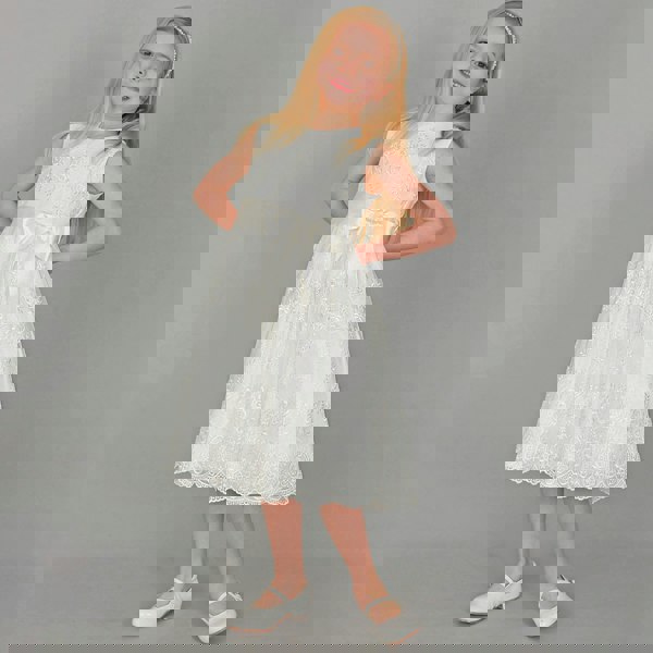 Found girl in flour ivory dress