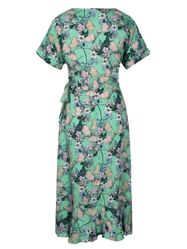 FS Collection Summer Wrap Midi Dress In Mint Floral Print