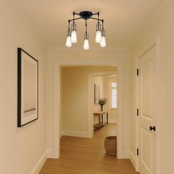 COSYLYTE Linton 5 Light Ceiling Light - Antique Brass