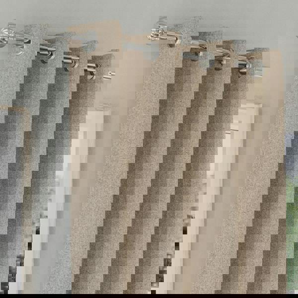 Enhanced Living 100% Blackout Curtains - Thermal/Energy Saving Linen Look Pair with Eyelets For Living Room & Bedrooms