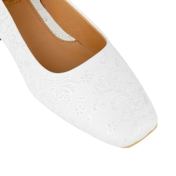 Embassy London Ballerina - Wedding White - Women's low heel leather ballet flat