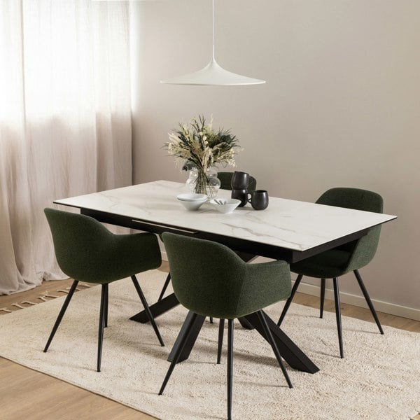 Furniture To Go Heaven Extendable Dining Table with Ceramic White Top 168cm