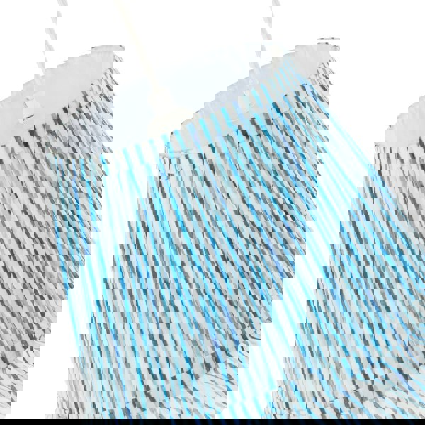 Vintage Blue and White Faux Silk Plated Lamp Shade with Bottom Fringe Image 5