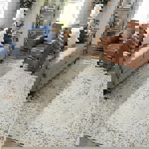 Livabliss Lillian-Washable Grey Blue Traditional Vintage Boho Rug