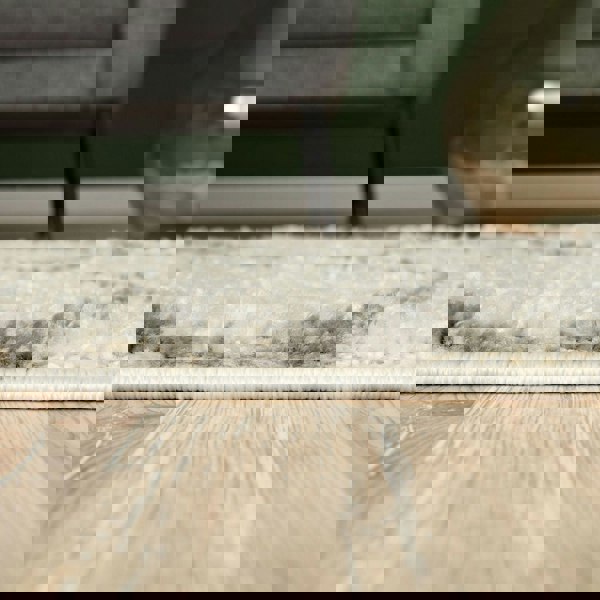 Trellis Design Thick Shaggy Area Rugs Ivory