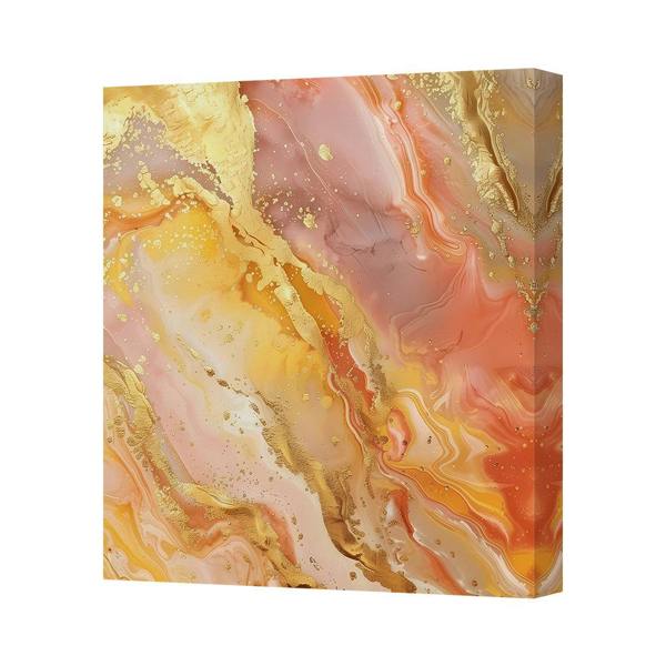 Benjamin Tate Design Abstract Gold Leaf Pink Canvas Art Print On Gallery Wrapped Canvas