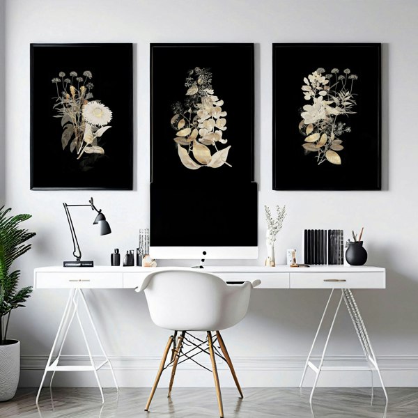 Art for a home office | Set of 3 framed wall art