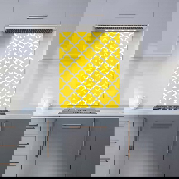 Warren Reed - Designer Geometric Yellow Quatrefoil Wave Kitchen Splashback