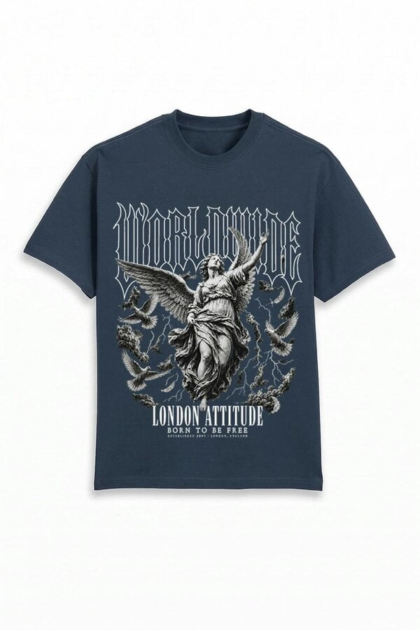 London Attitude Worldwide Angel Oversized Heavyweight Graphic T-Shirt