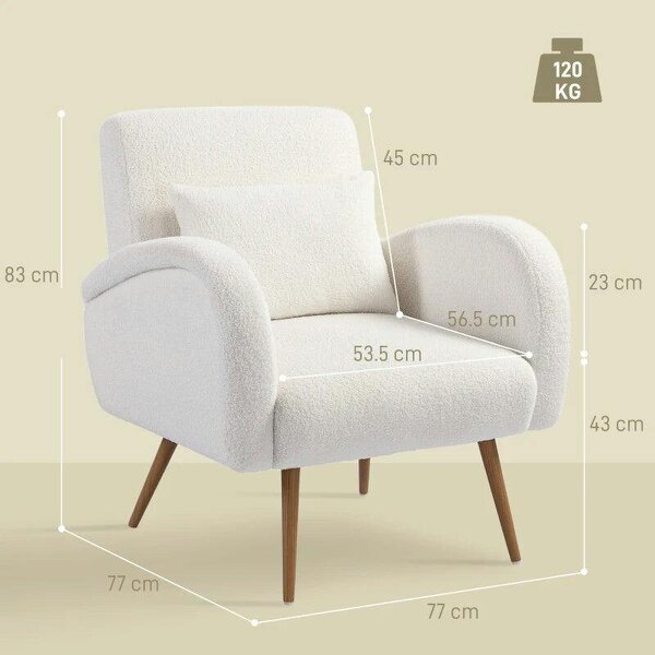 Teddy Fleece Accent Chair - Cream White