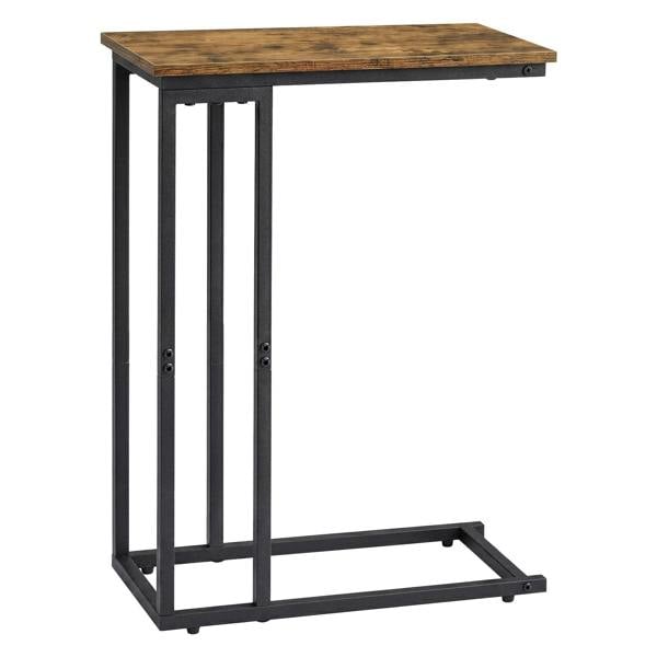 Levede Side Table C Shaped Space Saving for Sofa Bedroom Rustic Brown