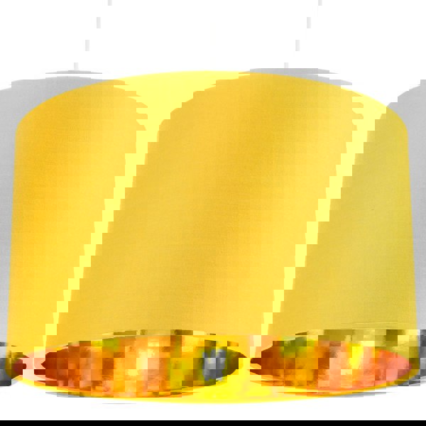 Contemporary Ochre Cotton 14" Table/Pendant Lamp Shade with Shiny Gold Inner Image 6