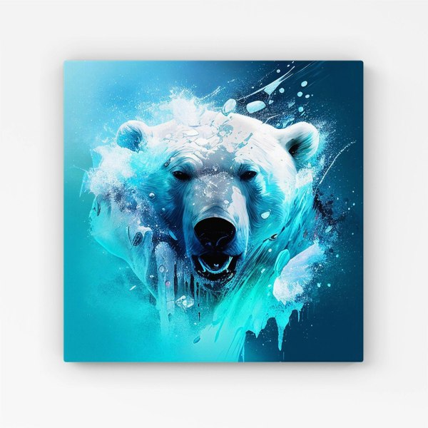 Warren Reed Polar Bear Face Splash Art Canvas