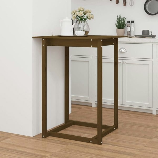 Berkfield Bar Table Honey Brown 80x80x110 cm Solid Wood Pine