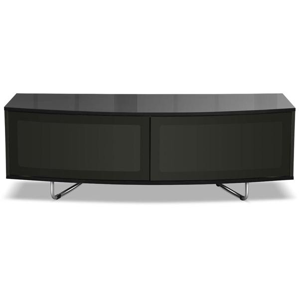 Homeology Caru Gloss Black Beam-Thru Remote Friendly Super-Contemporary"D" Shape Design 32"-65" LED/OLED/LCD TV Cabinet