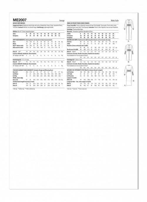 Know Me Sewing Pattern 2007, Dresses for Women, K5 (8-10-12-14-16) - Intermediate