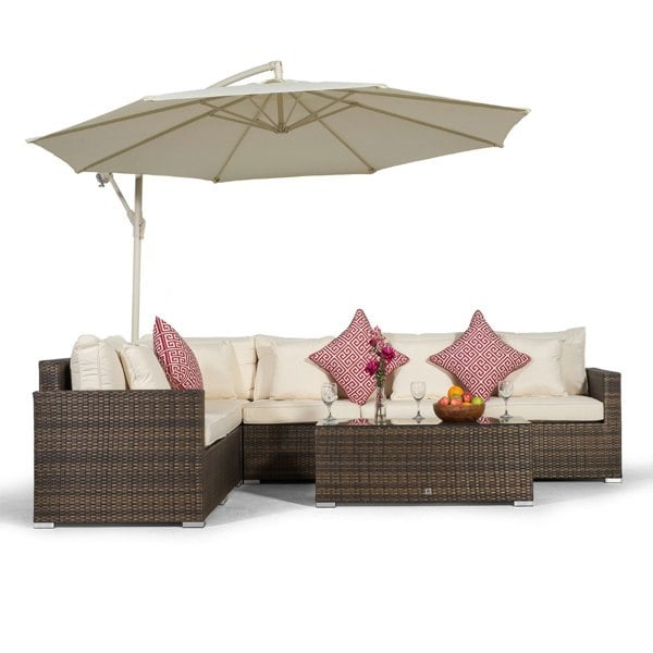 Giardino Havana 6 Seat Rattan Corner Sofa Set with Large Coffee Table
