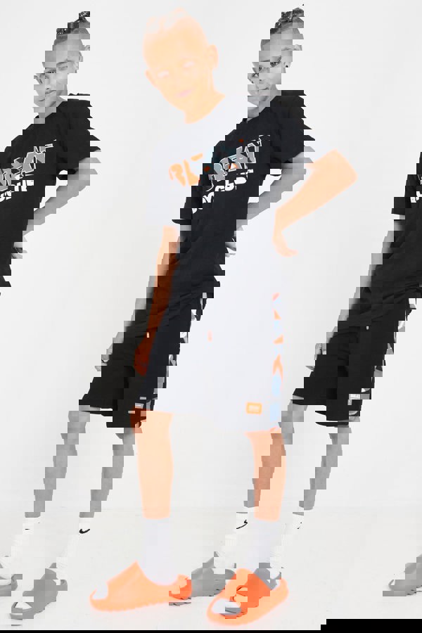 Beat Boyz Club Front Shorts - Black/Orange Geo