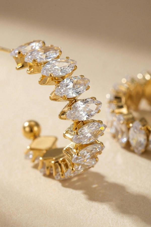 ARIIRA Twyla Marquise Crystal C Hoop Earrings