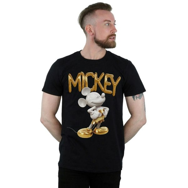 Disney Mens Mickey Mouse Gold Statue T-Shirt - Black