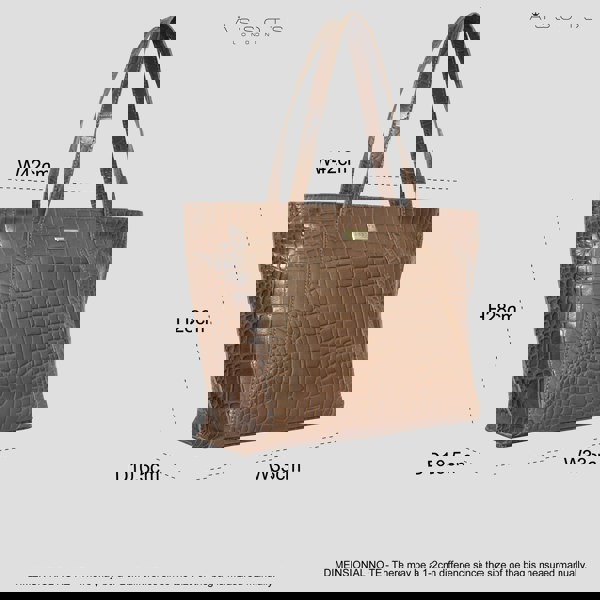 Assots London 'AGNES' Tan Croc Real Leather Designer Tote Bag