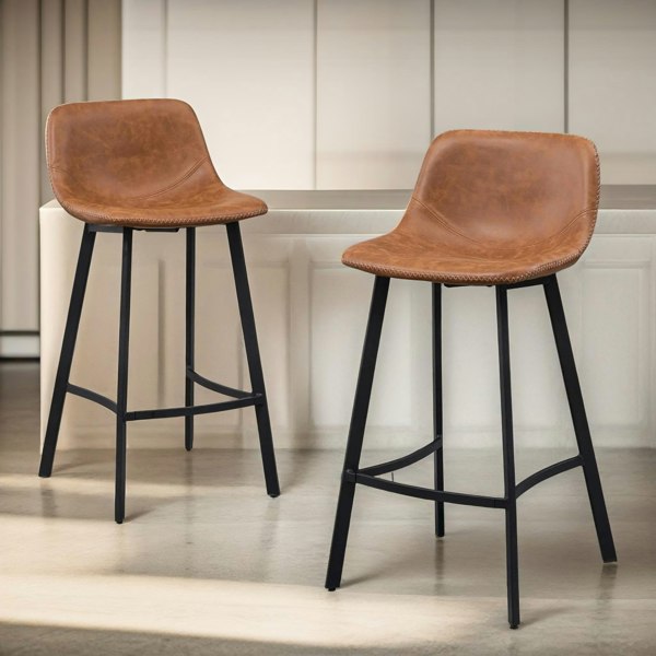 Rafaelo Mobilia Set of 2 Industrial Brown Bar Stools