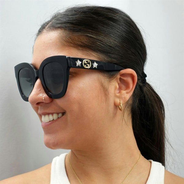 Gucci Sunglasses GG0208S 001 Black Grey Gradient