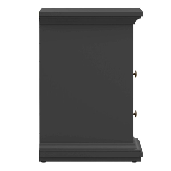 Wyld Haus Osaka Farmhouse Dark Grey Wooden Bedside Table 2 Drawers