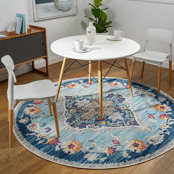 Livabliss Floransa-Vintage Blue Beige Grey Pink Traditional Boho Rug