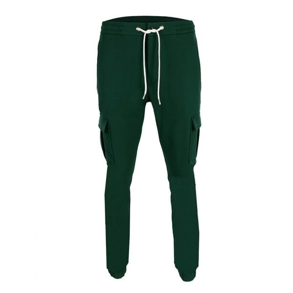 David WeJ Drawstring Trousers with Cargo Pockets - Green