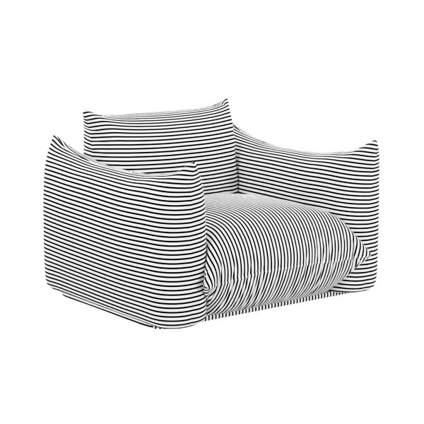 Furniture Edit Saint Tropez Pearl and Black Striped Stuffed Outdoor Armchair