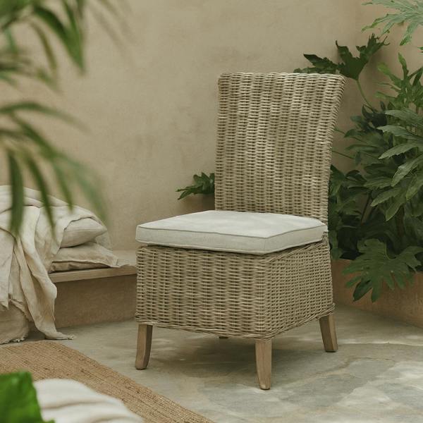 Wyld Haus Sorrento Outdoor Grey Wicker Dining Chair with Cushion