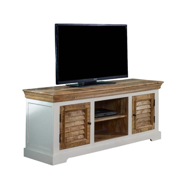 IH Design Milano Solid Mango Wood TV Cabinet White
